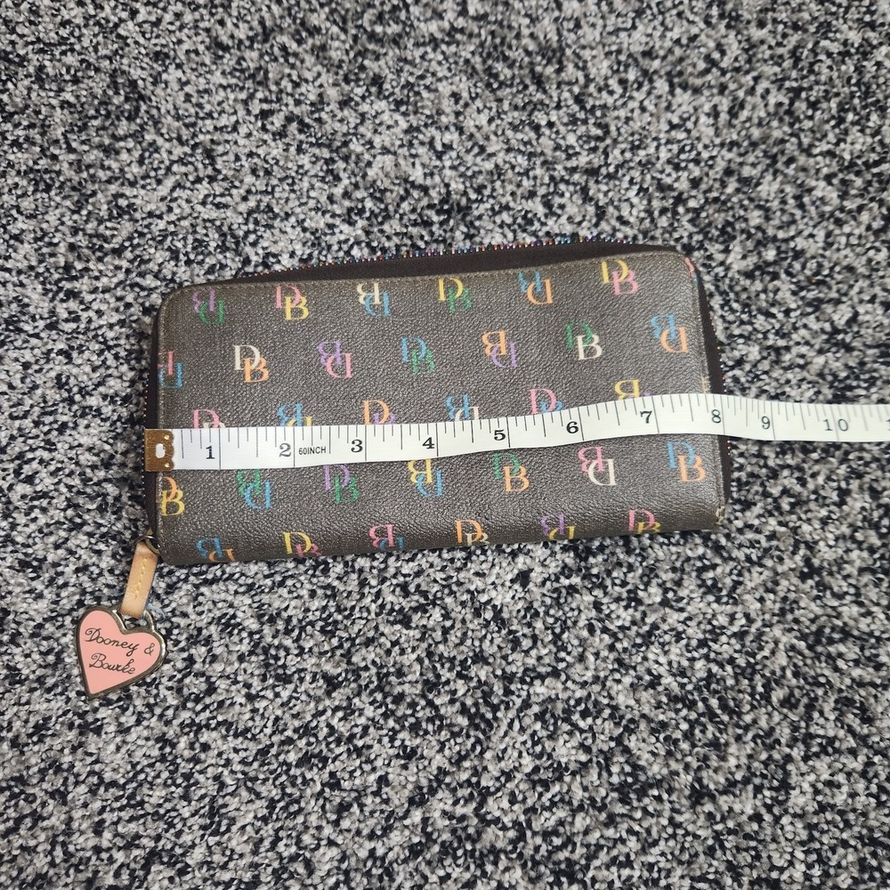 Y2k Vtg DOONEY & BOURKE Wallet Monogram Key Chain W/Heart Charm Rainbow Zipper